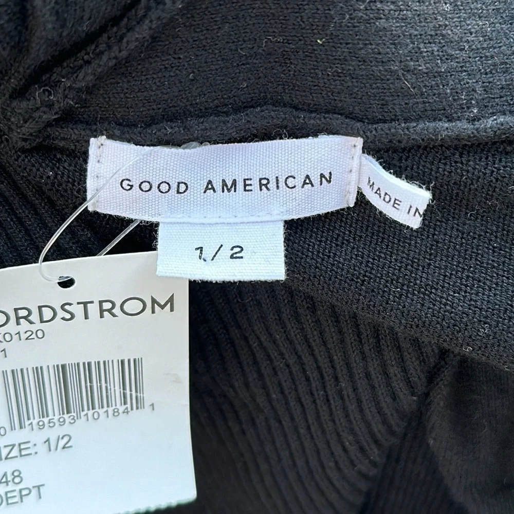 Good American NWT Waisted Cardi Knit Sweater in Black Size 1/2 (Small/Medium)